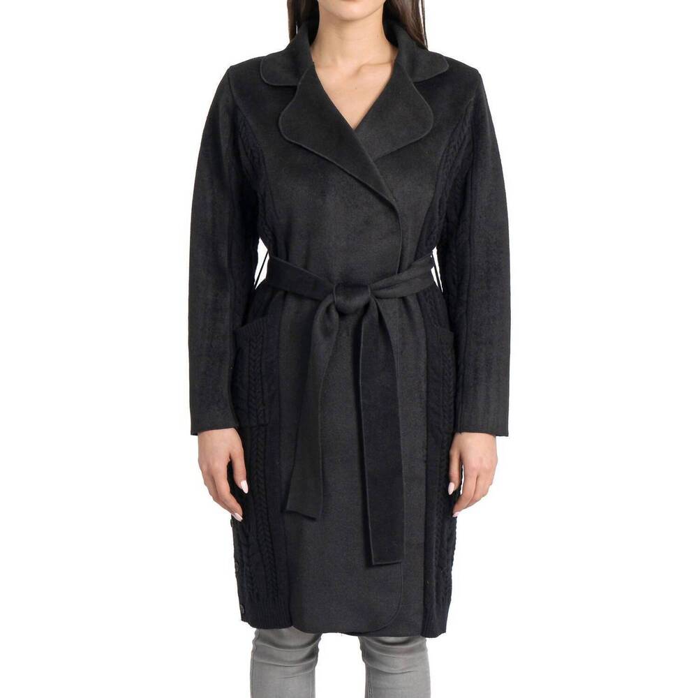 NEW LOVE TOKEN callie long sleeve sweater coat in black